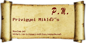 Privigyei Miklós névjegykártya